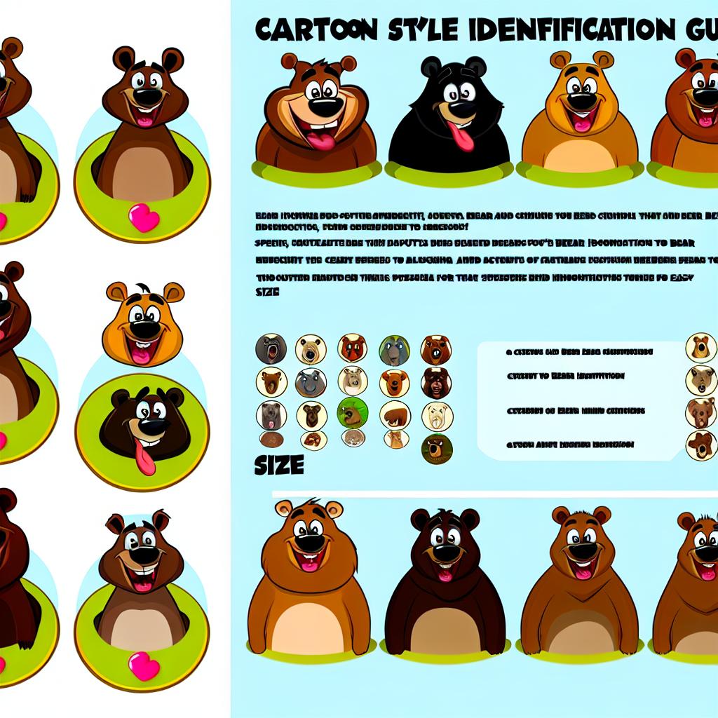 A cartoon bear species identification guide with fun icons."