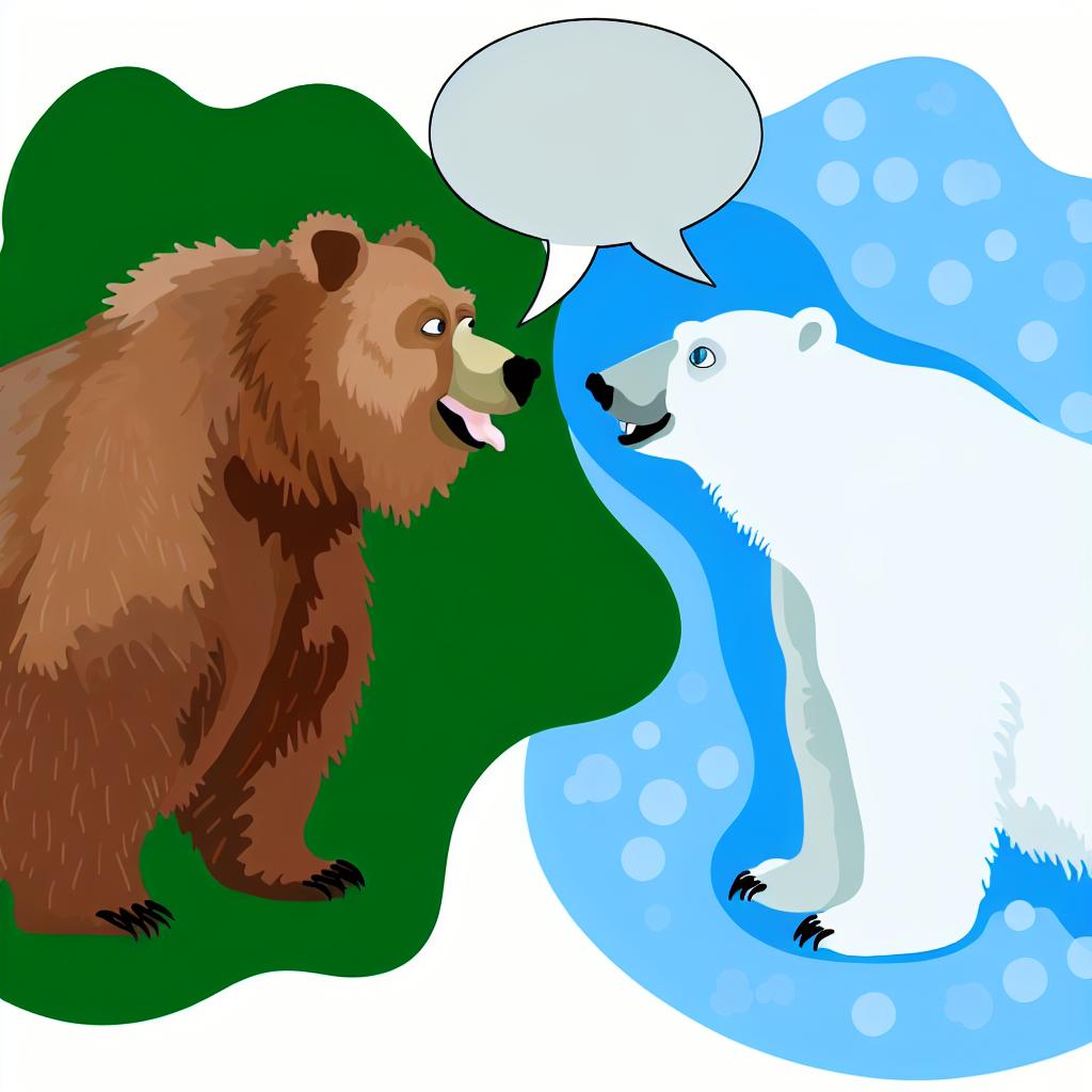 Two cartoon bears talking to each other in speech bubbles, showing bear communication."